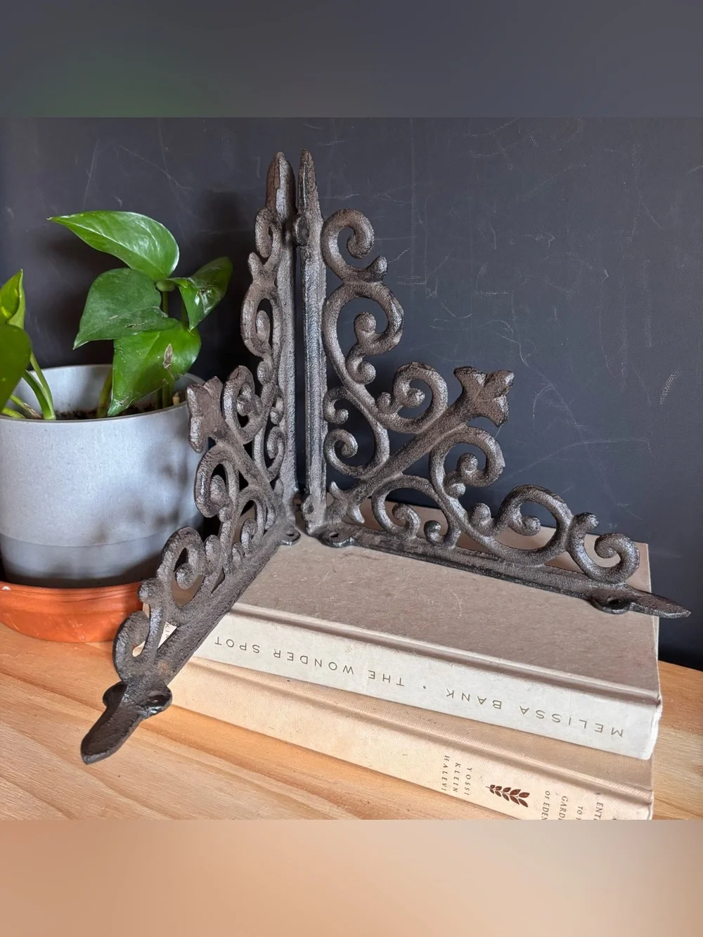 Decorative Iron Scroll Wall Brackets - Brown set of 2